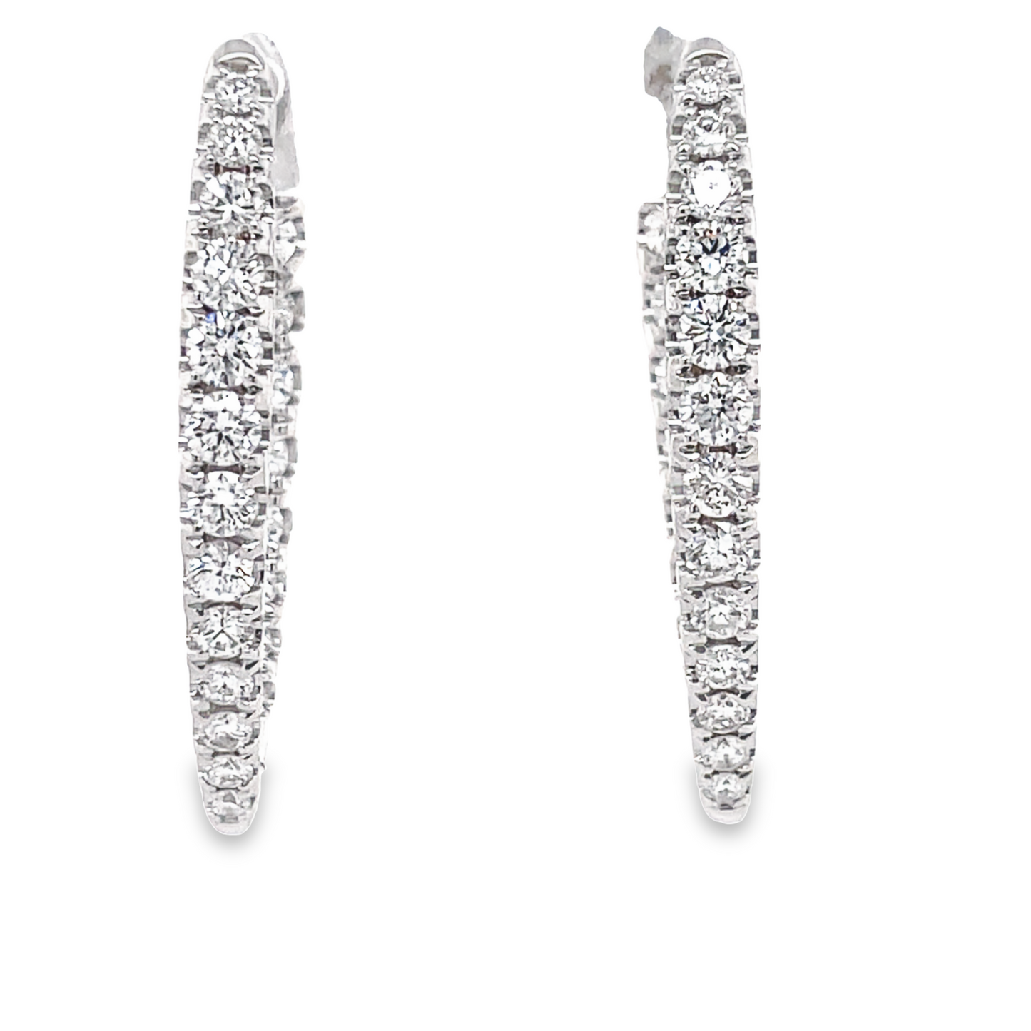 Large Diamond Inside-Out V-Shape Hoop Earrings  2.32 cts Front view 