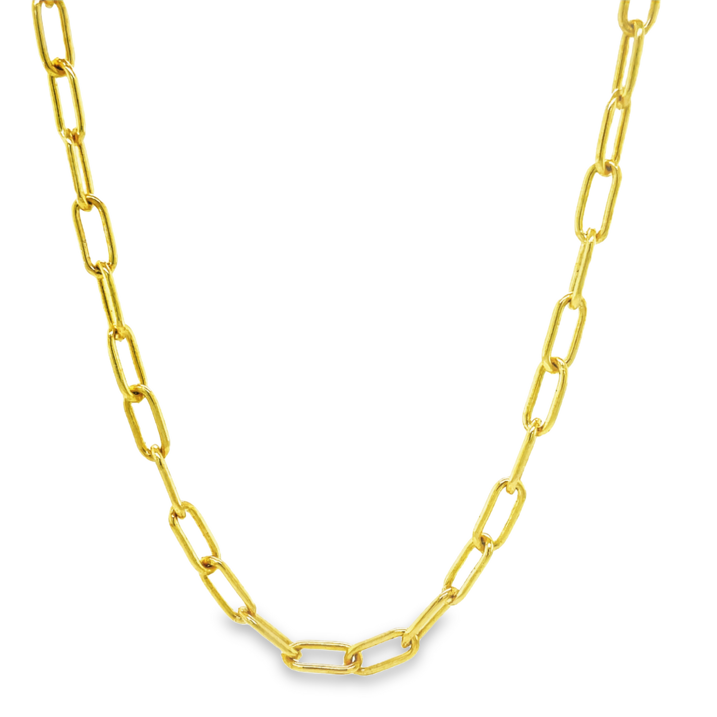 Solid 14K Gold Anchor Chain Link Necklace 22" Front view