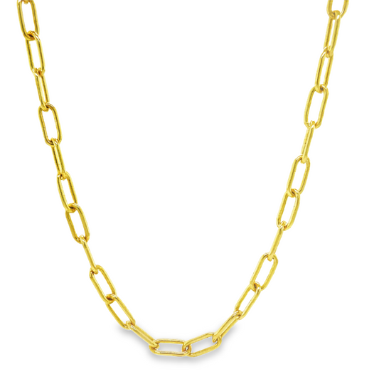 Solid 14K Gold Anchor Chain Link Necklace 22" Front view