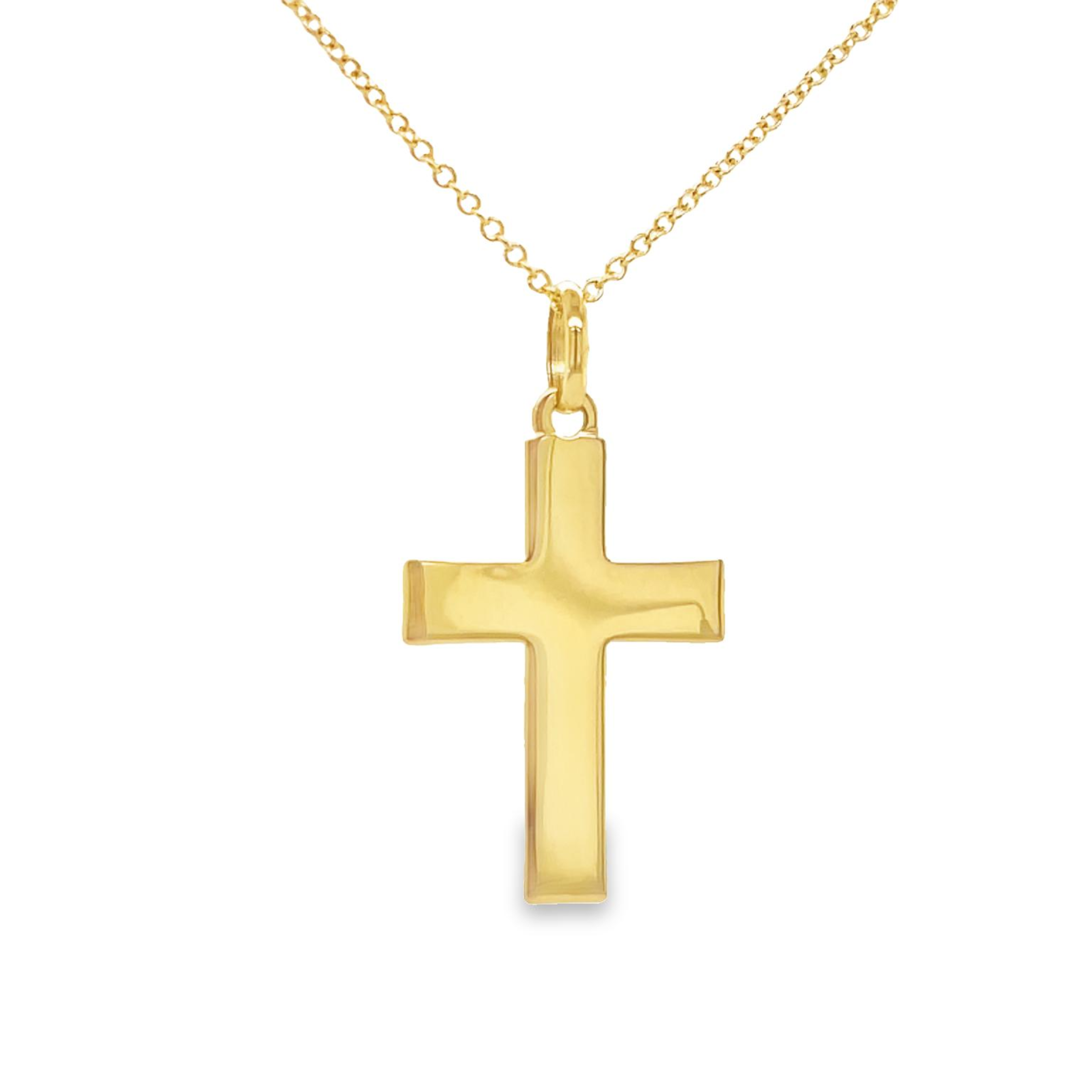 14k yellow gold.  Italian made  Flat style  22.00 x 14.00 mm   0.50 mm thickness  5.50 mm bail.