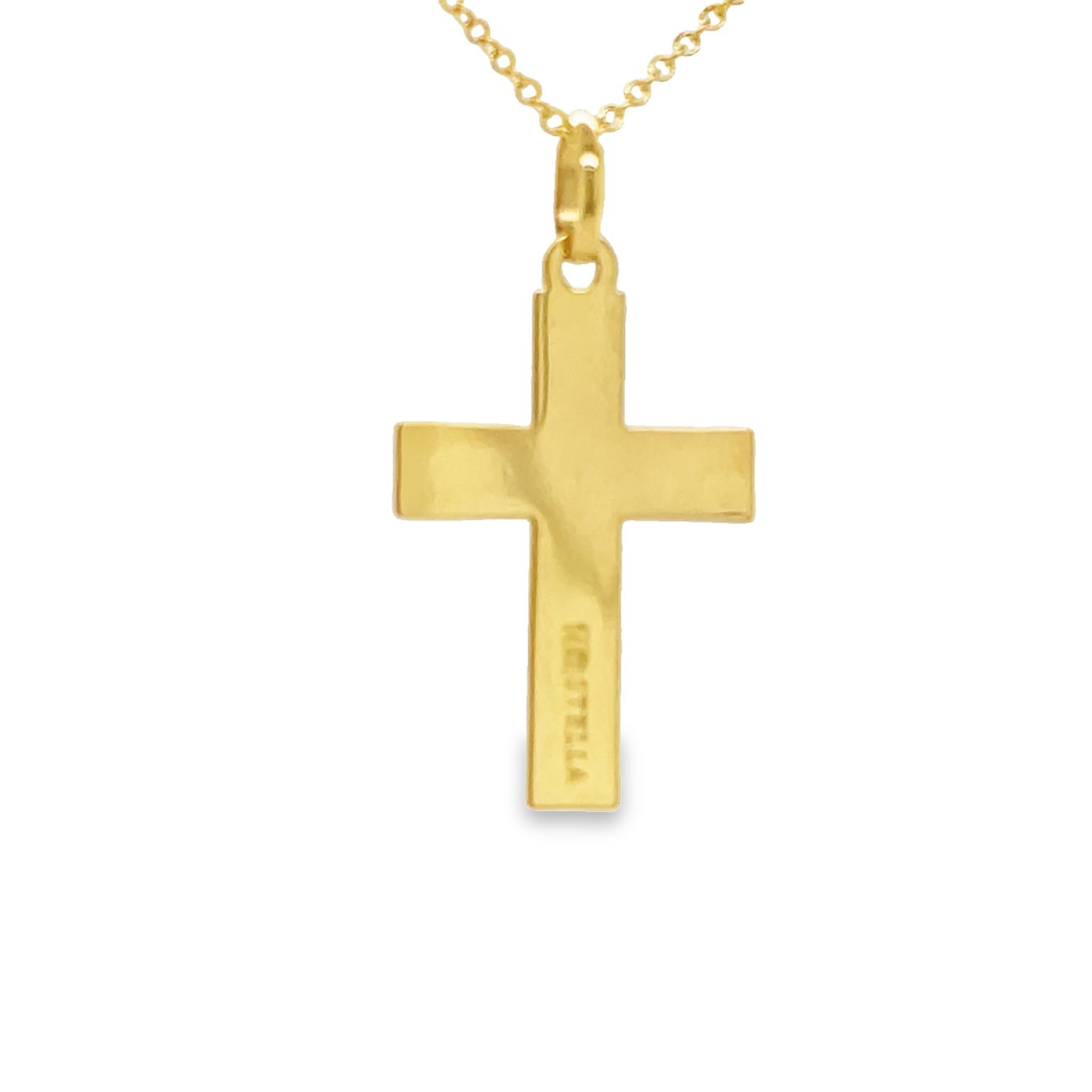 14k yellow gold.  Italian made  Flat style  22.00 x 14.00 mm   0.50 mm thickness  5.50 mm bail.