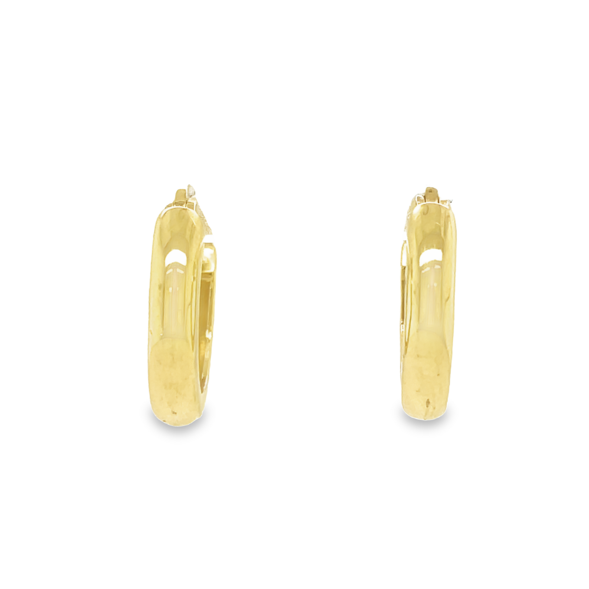 Small Size 3.50 mm Italian Gold Hoops Earrings Front view