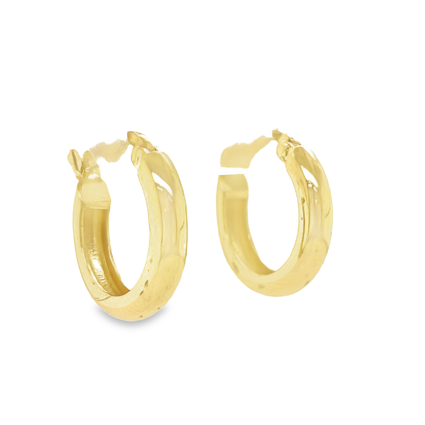 Small Size 3.50 mm Italian Gold Hoops Earrings Side view