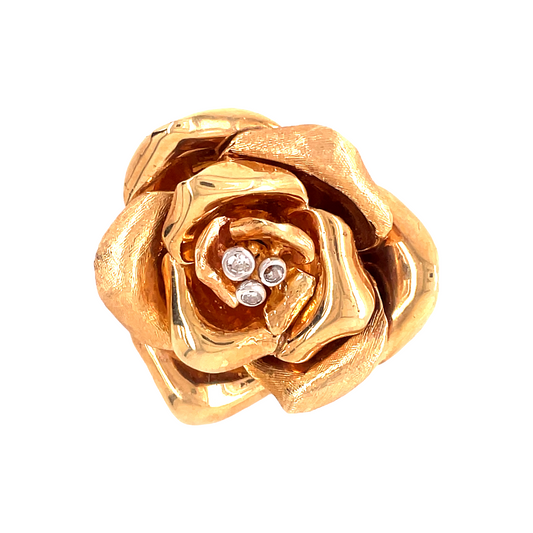 Diamond Rose Brooch Top view 