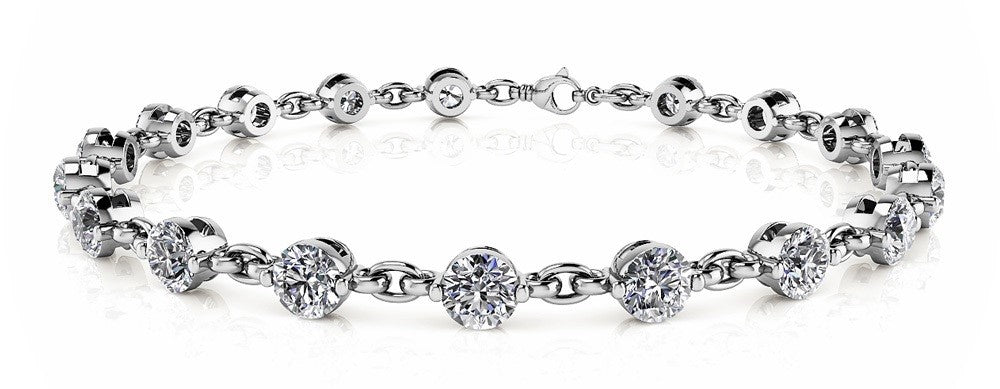 Front view of 14k White Gold Single Prong Diamond Bracelet 2.20 cts 
