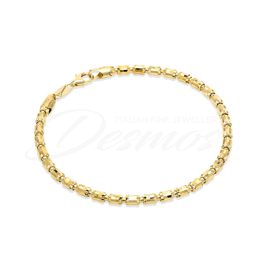 Gold Plate Barrel Bracelet Top view clasp fastened
