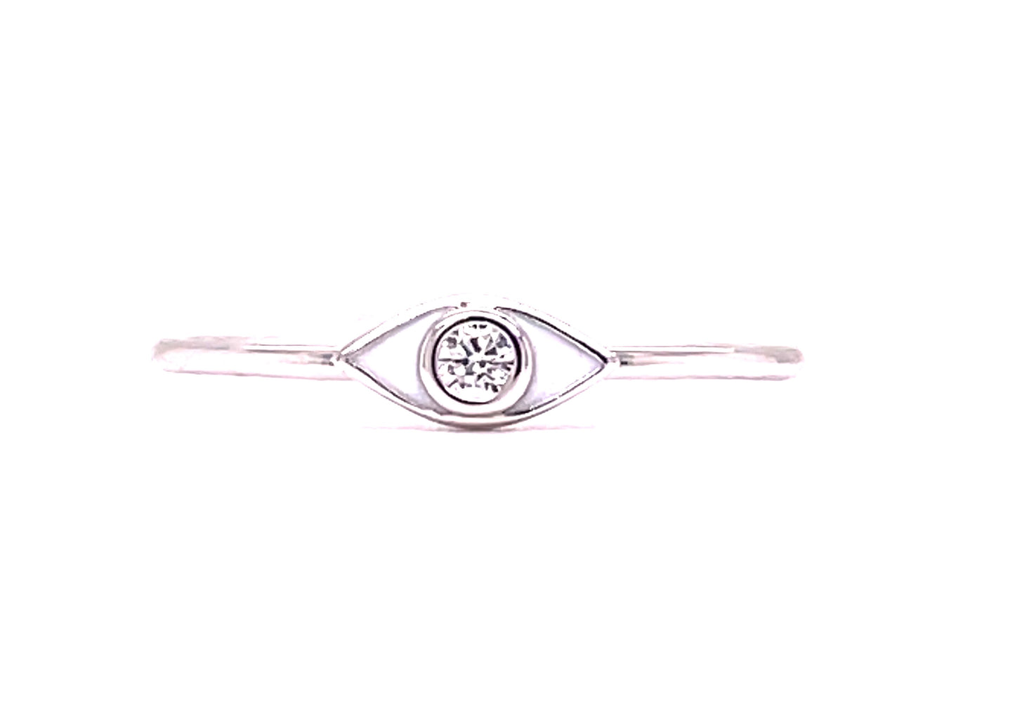Front view of 18K Evil Eye Diamond White Gold Ring