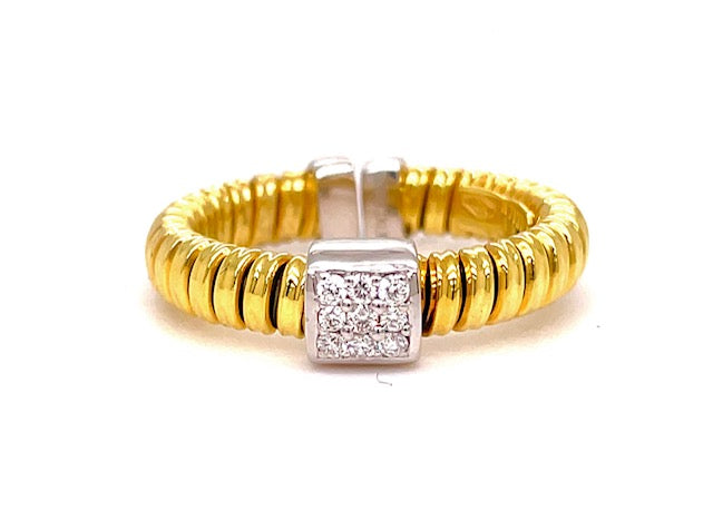 Italian Two Tone Diamond Flexible Square Motif Ring Top view 