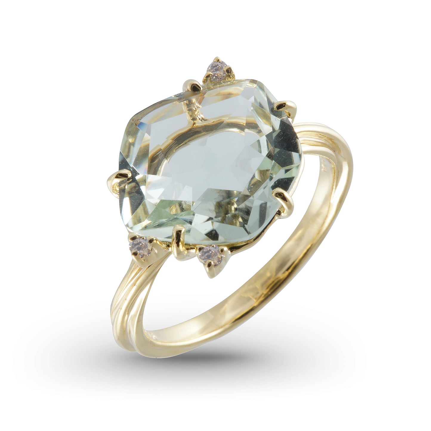 Large Praziolite Diamond Ring Top view 