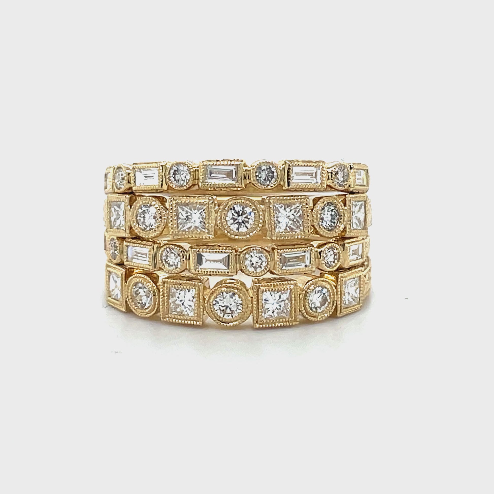 A timeless piece showcasing a classic art deco style crafted with 0.3 cts of round diamonds, set in 14k yellow gold. Available in size 6.5 and easily adjustable to any size for a custom fit. Enjoy its versatility as you stack and style it to complete your look.