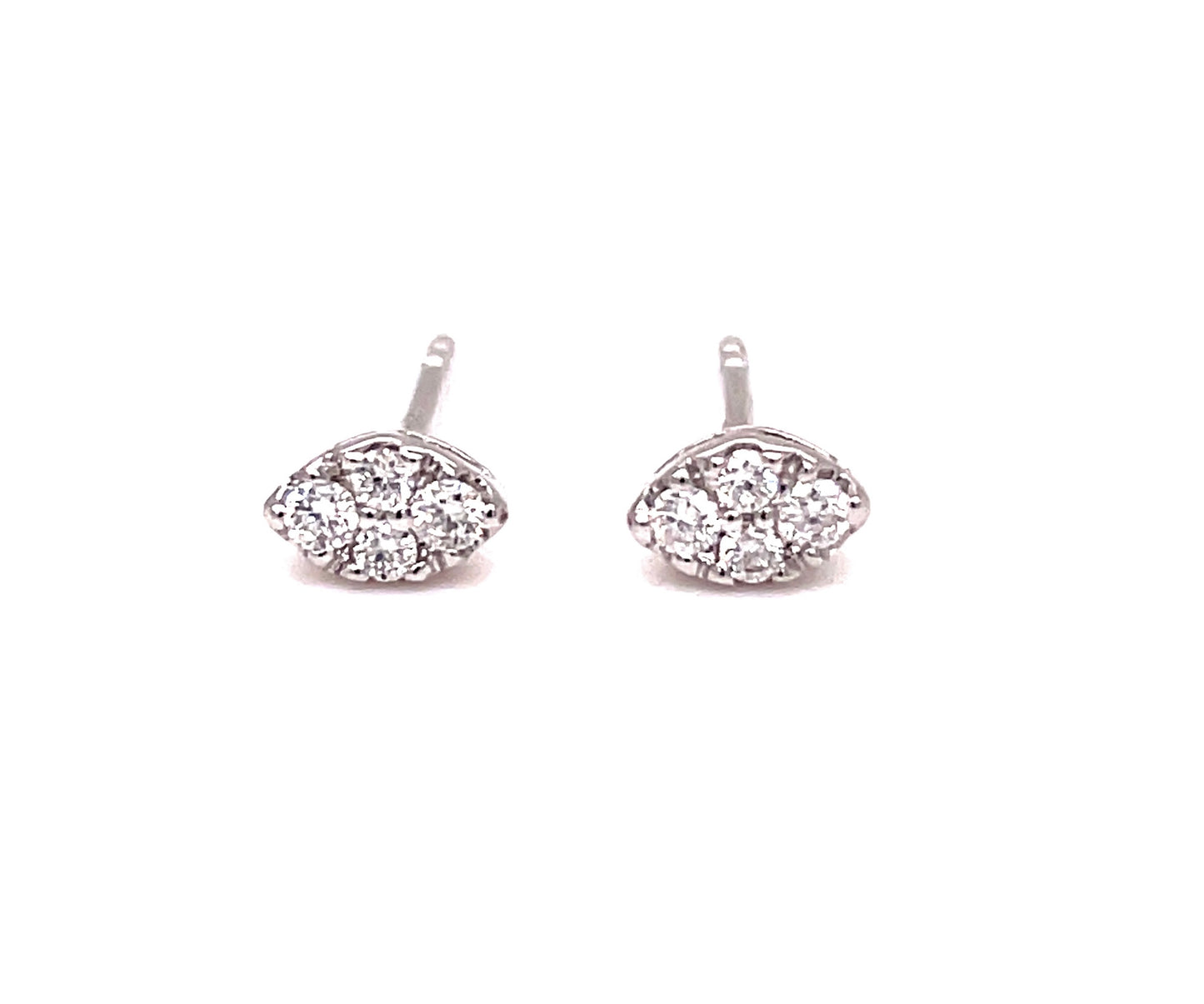 Small Oval Shape Diamond Pave Stud earrings Top view 