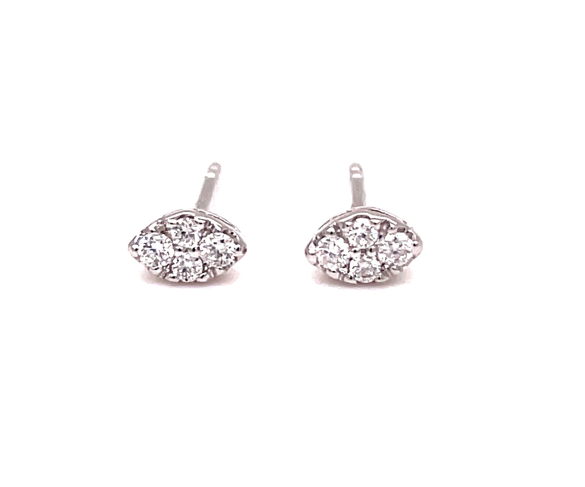 Small Oval Shape Diamond Pave Stud earrings Top view 