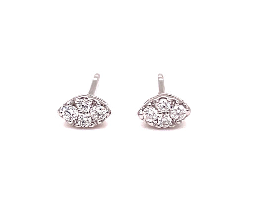 Small Oval Shape Diamond Pave Stud earrings Top view 