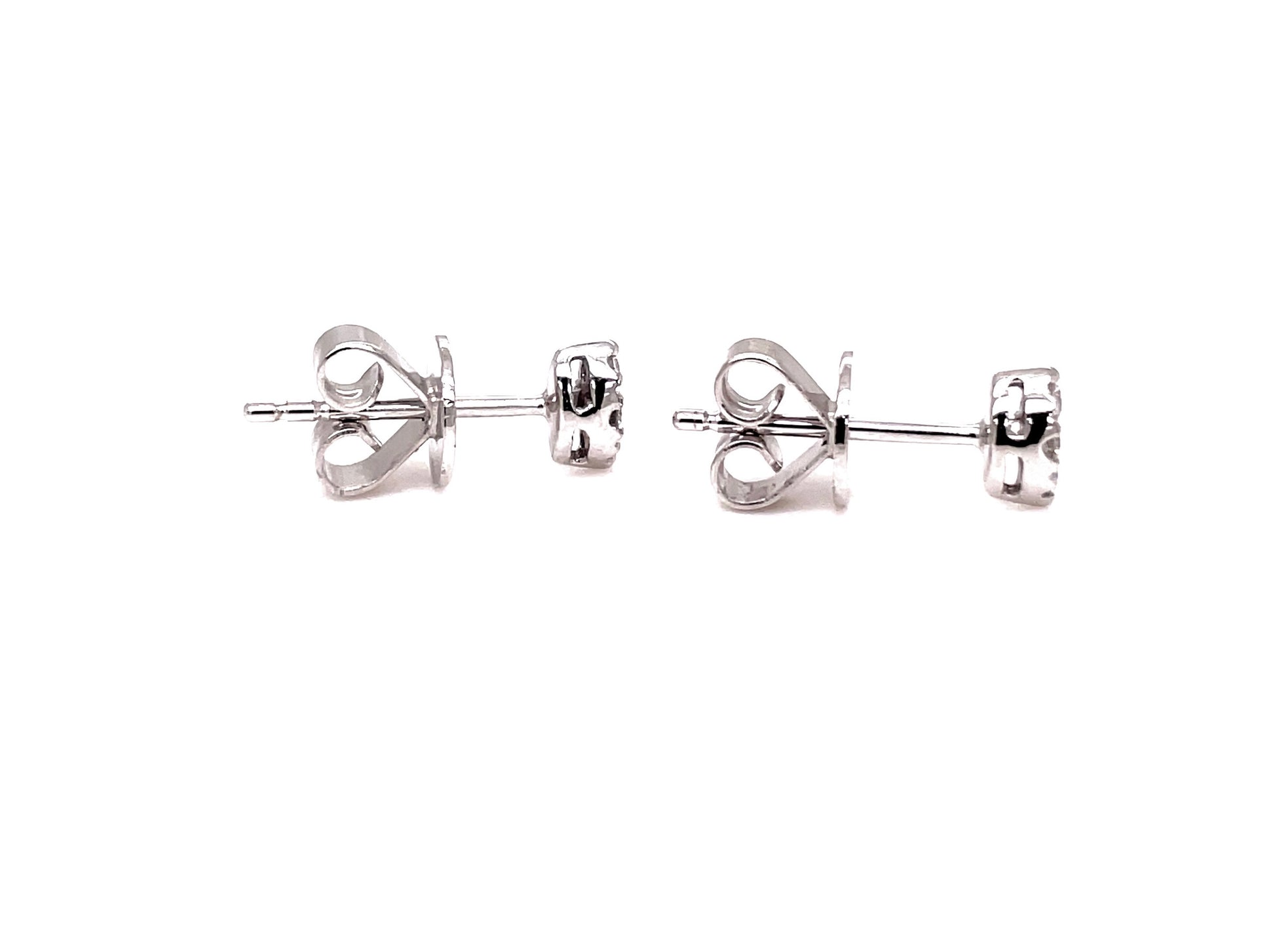 Small Oval Shape Diamond Pave Stud earrings Profile View