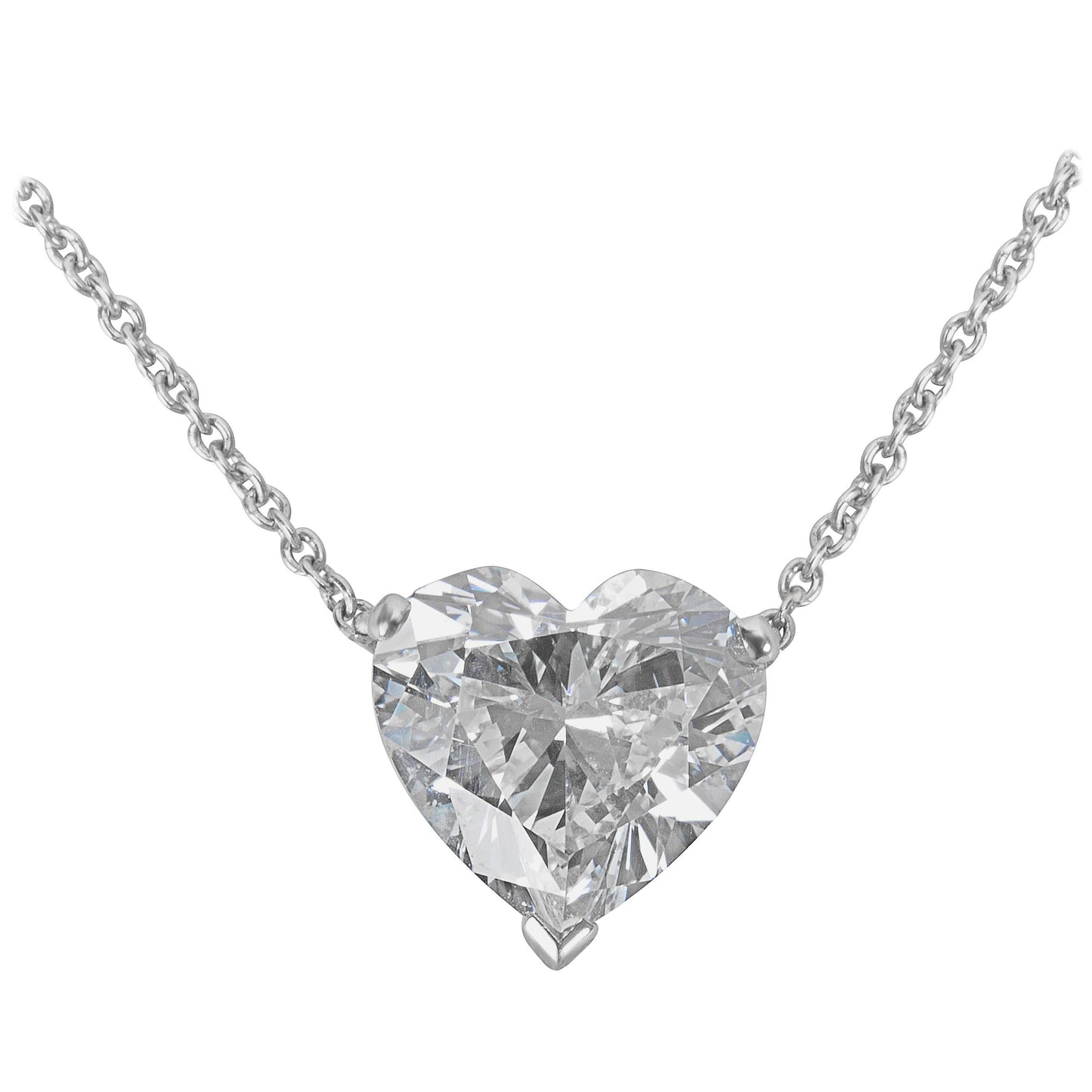 1.79 cts Solitaire Heart Shape Diamond Pendant Necklace Front view 