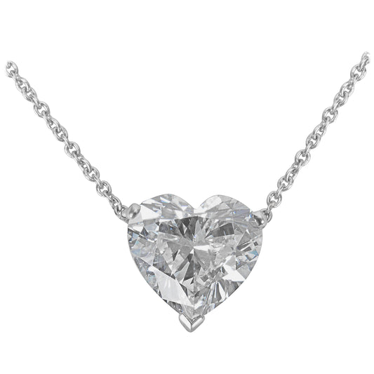1.79 cts Solitaire Heart Shape Diamond Pendant Necklace Front view 