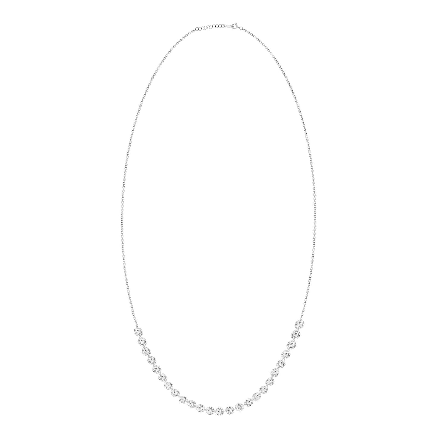 25 Floating Diamond Solitaire Necklace Top view clasp fastened