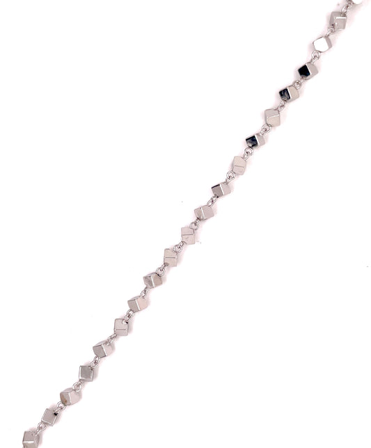 Top view of 14k Italian White Gold Squares Bracelet
