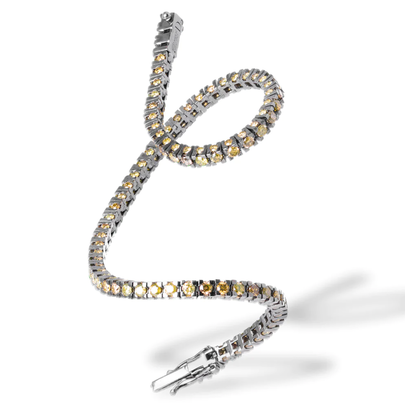 Front view of 18k White Gold Italian Made Starlight Tennis Diamond White Gold Bracelet 3.60 cts
