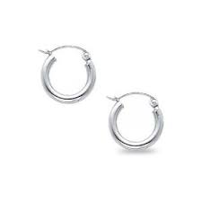Small Size 3.00 mm Italian Gold Hoops Earrings Profile View