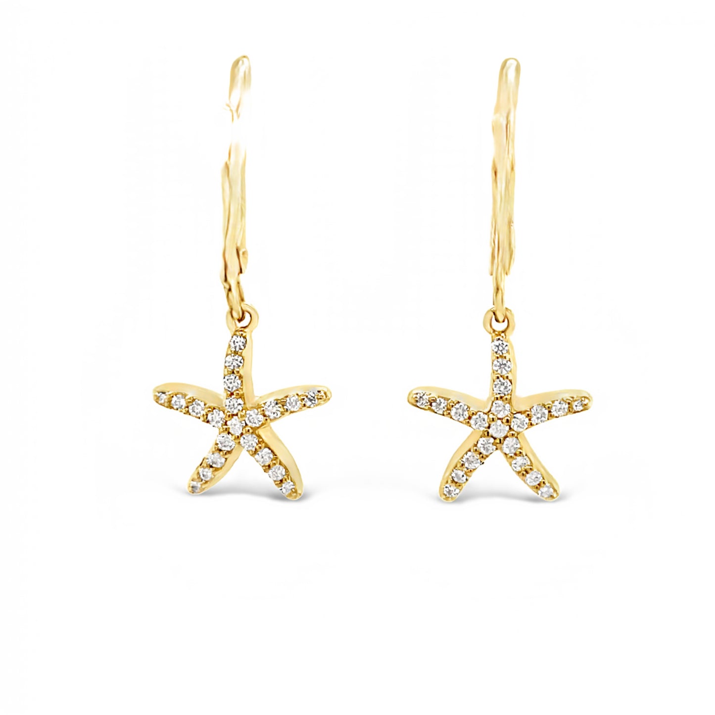Diamond Starfish Drop Earrings Front view 
