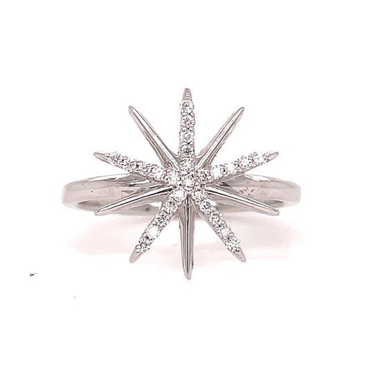 Front view of 14k white gold ring 