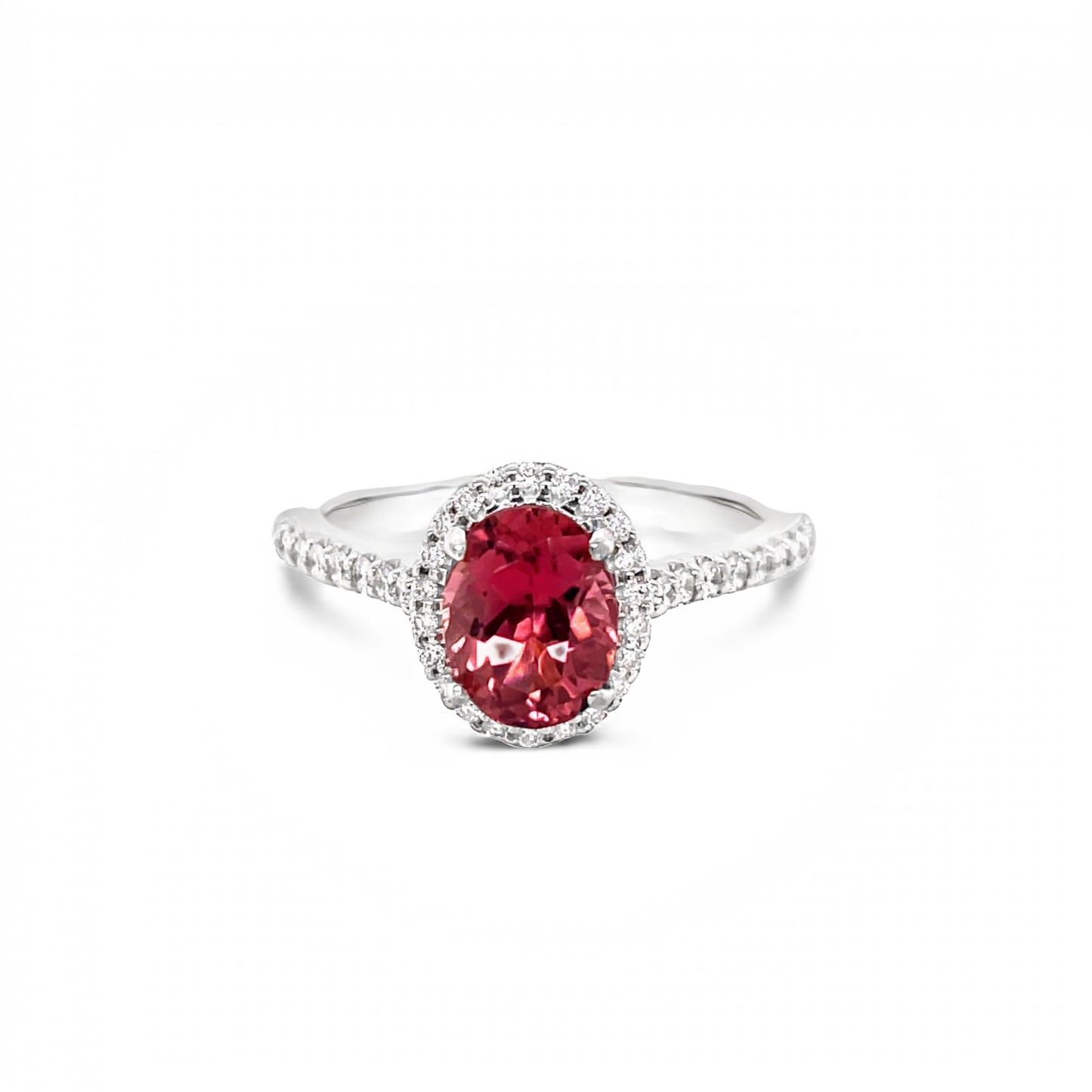 Oval Shape Sapphire & Diamond Ring Front view 