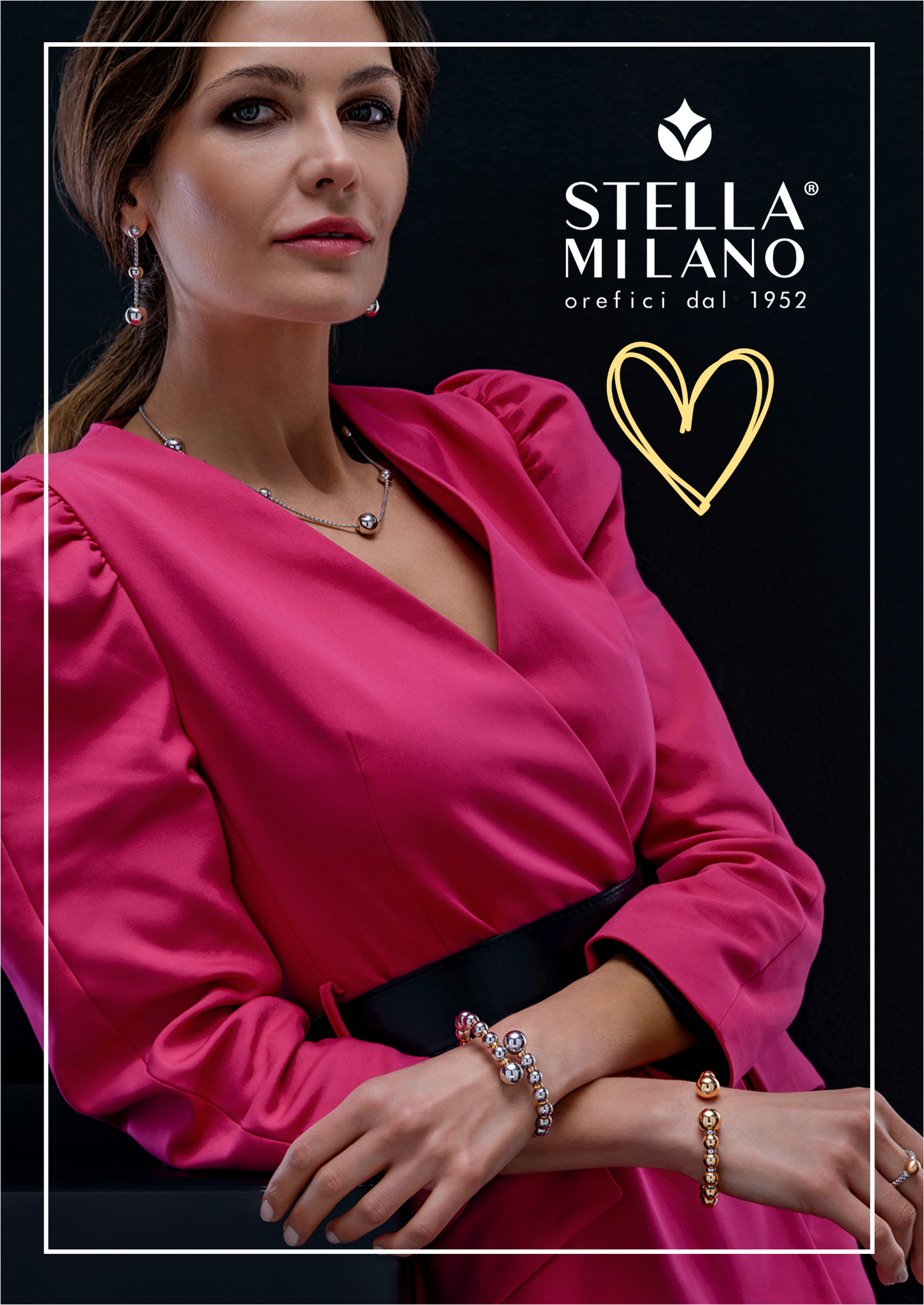 Try on view of 18k Italian Yellow Gold Galileo Drop Gold Earrings