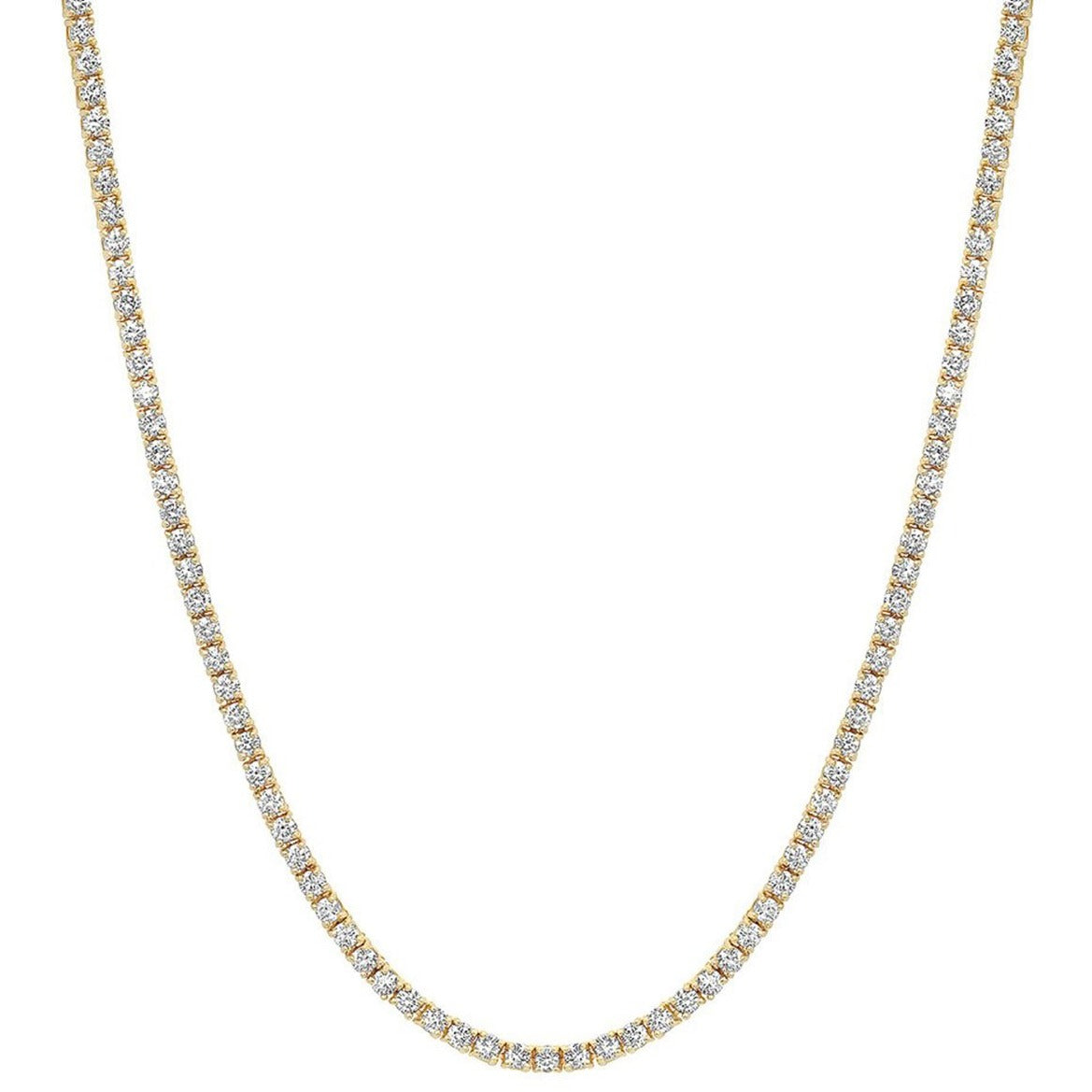 Front view of Diamond Tennis Yellow Gold Necklace 4.18 cts