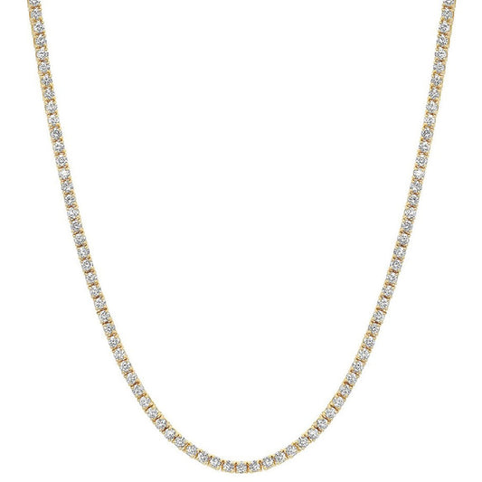 Front view of Diamond Tennis Yellow Gold Necklace 4.18 cts